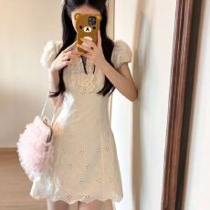 批发气质温柔甜美新中式旗袍<b class='q'>连衣裙</b>短裙设计感高级小个子<b class='q'>蝴蝶结</b>设计感