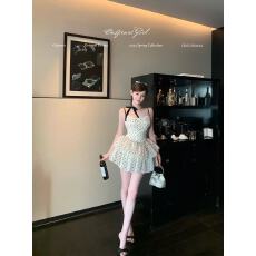 批发Catyears猫年 甜心波波茶~法式波点<b class='q'>连衣裙</b>春夏吊带千金<b class='q'>蓬蓬</b>蛋糕裙