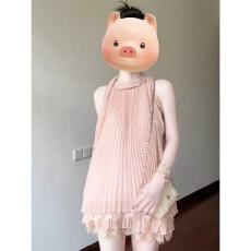 批发夏日绝美巨好看<b class='q'>套装</b>蕾丝压褶挂脖无袖上衣女夏季<b class='q'>雪纺</b>短裤两件套