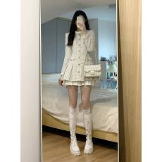 批发白色桔梗法式小香风<b class='q'>连衣裙</b>女2025秋冬季新款气质茶里茶气别致裙子