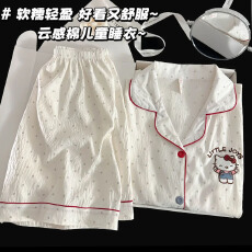批发儿童可爱甜美睡衣夏季少女短袖<b class='q'>女</b><b class='q'>童</b><b class='q'>大</b>童家居服亲子装套装