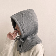 批发冬季保暖神器韩版纯色<b class='q'>休闲</b>卫衣帽子针织蝴蝶结情侣毛衣帽子