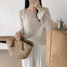 批发实拍慵懒风薄款毛衣镂空透视宽松中长款长袖<b class='q'>针织</b>衫韩版冰丝<b class='q'>罩衫</b>