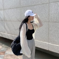 批发<b class='q'>韩版</b>毛衣慵懒风宽松薄款中长款针织开衫灯笼袖纯色连帽罩衫外套