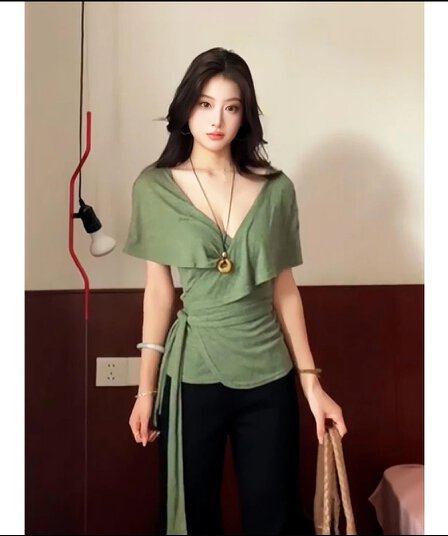 빅 사이즈 청 순수한 시스템 느슨함 센스 티셔츠 여성 여름 십자가 스트랩 반팔 디스플레이 화이트 슬림해 보이는 맨위 ins 트렌디