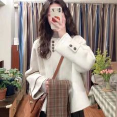 批发美式小个子<b class='q'>短款</b>毛呢大衣女秋冬2025新款韩系小香赫本风高级感外