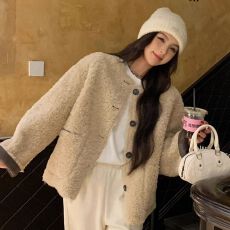 批发2025新款爆款小个子高级感韩系羊羔毛毛绒厚外套<b class='q'>女</b>秋冬毛茸茸上衣