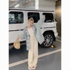 批发格子加绒拼接秋冬加厚连帽卫衣宽松开衫慵懒外套ins上衣拉链