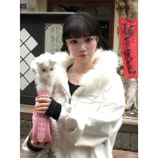 批发加绒400克/薄款320克#原版做工压线+连体毛领+印花纯棉华棉