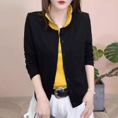 批发秋季新款百搭时尚简约拉链设计感假两件卫衣休闲洋气<b class='q'>显瘦</b>长袖上衣