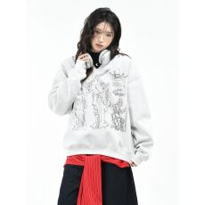 批发美式盾牌骑士印花套头连帽卫衣男<b class='q'>女</b>潮牌bf慵懒风情侣休闲套头衫