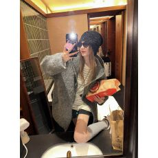 批发韩系松弛感针织开衫毛绒绒温暖慵懒感拉链连帽毛衣外套