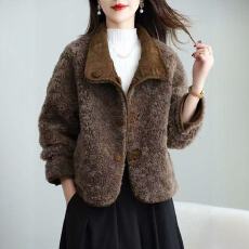 批发秋冬季爆款颗粒百搭大衣<b class='q'>女</b>短款新款小个子皮毛一体显瘦好看外套<b class='q'>女</b>