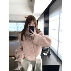 批发贵气千金仿羊羔毛老钱毛毛拉链外套<b class='q'>女</b>秋冬小个子百搭宽松翻领上衣