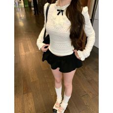 批发原版布料 法式蝴蝶结半高领<b class='q'>长袖</b>蕾丝衫<b class='q'>T</b><b class='q'>恤</b>女秋冬新款