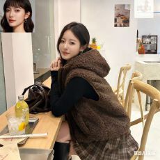 批发2025年秋冬新款复古仿<b class='q'>皮草</b>颗粒毛绒马甲小清新风格摇粒绒<b class='q'>外套</b>