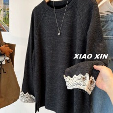 批发特<b class='q'>大码</b>300斤蕾丝花边袖宽松加绒卫衣女T恤上衣