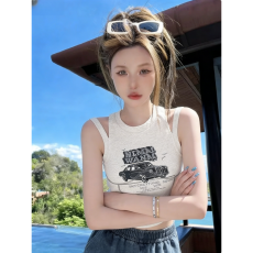 批发【随心裁<b class='q'>莫代尔</b>260克1*1】美式辣妹性感灰色吊带<b class='q'>背心</b><b class='q'>夏</b>季