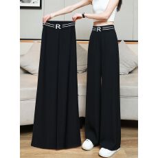 批发<b class='q'>西装</b>黑色阔腿裤女高腰垂感夏季薄款新款休闲春秋窄版直筒裤女