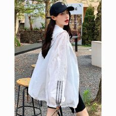 批发冰丝防晒衣女款轻薄外套夏季宽松大码长袖透气开衫连帽学生防晒服