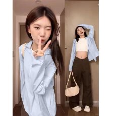 批发短款冰丝<b class='q'>夏</b>季防晒衣女款宽松防紫外线透气连帽防晒服薄款开衫外套