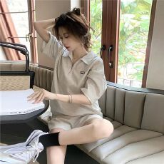 批发【6535鱼鳞棉】时尚休闲运动套装女夏季<b class='q'>韩版</b>宽松短袖短裤两件套