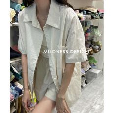 批发韩系东大门2026夏季新款<b class='q'>韩版</b>宽松短袖衬衫+休闲高腰短<b class='q'>裤</b>套<b class='q'>装</b>女