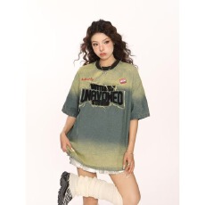批发<b class='q'>欧美</b>嘻哈字母短袖<b class='q'>T</b><b class='q'>恤</b>男女潮牌高街慵懒风情侣水洗做旧短袖<b class='q'>t</b><b class='q'>恤</b>
