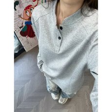 秋冬美式亨利领正肩长袖t恤男款立体卫衣cleanfit内搭打底衫