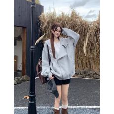 批发拉链开衫外套春秋<b class='q'>薄</b>款2026宽松美式复古设计感小众连帽卫衣<b class='q'>夹克</b>女