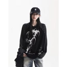 批发2026新款秋季潮流时尚百搭男女款7字母印花长袖<b class='q'>T</b><b class='q'>恤</b>宽松休闲上衣