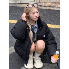 批发短款棉服女2025新款<b class='q'>甜美</b>日系立领粉色面包服宽松加厚小众冬装外套