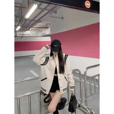 批发【龙凤尼复合仿超】撞色拼接棒球<b class='q'>服</b>外套款高级感长袖夹克上衣
