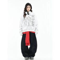 批发美式盾牌骑士印花套头连帽卫衣男<b class='q'>女</b>潮牌bf慵懒风情侣休闲套头衫