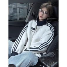 批发重磅华绵复合男女春秋季新款潮牌休闲外套高街立领条纹<b class='q'>棒球</b>服潮