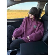 批发美式小高领拉链慵懒软糯毛衣<b class='q'>情侣</b><b class='q'>韩版</b>设计感小众通勤针织衫潮