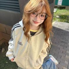 批发纯棉华棉 美式学院风刺绣连帽卫衣女秋冬宽松设计感小众外套