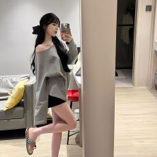 批发【21支纯棉精梳紧密】宽松长袖t恤女秋新款oversize显瘦上衣