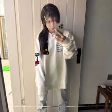 批发【薄款+加绒】刺绣字母卫衣女长袖秋冬宽松上衣潮