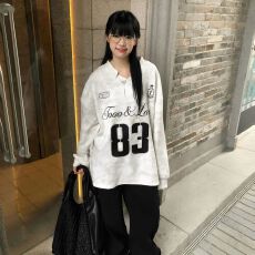 批发纯棉】复古扎染字母翻领卫衣女长袖秋冬设计感小众上衣潮