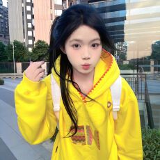 批发【薄款+加绒】刺绣拼接卫衣女秋冬加绒加厚宽松慵懒外套