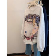 批发纯棉华棉复合<b class='q'>超</b>柔<b class='q'>大码</b>300斤 印花加绒卫衣女秋冬季设计感宽松上衣