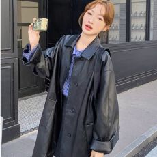 批发美式气质甜酷炸街皮衣中长款外套女2025春季新款百搭PU皮夹克