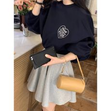 批发韩国chic春秋<b class='q'>复古</b>甜美刺绣字母印花长袖卫衣+百搭半身裙裤裙套装