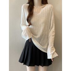 批发内搭U领长袖t恤打底衫女春秋2026大码胖mm纯欲风微透上衣外搭<b class='q'>罩衫</b>