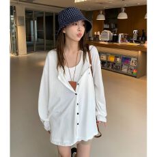 批发原版做工原版面料雪花棉刺绣慵懒感<b class='q'>衬衫</b>长袖开衫女宽松显瘦上衣秋