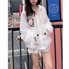 批发原版做工锦伦尼龙面料蕾丝连帽长袖衬衫<b class='q'>甜美</b>风防晒上衣女夏