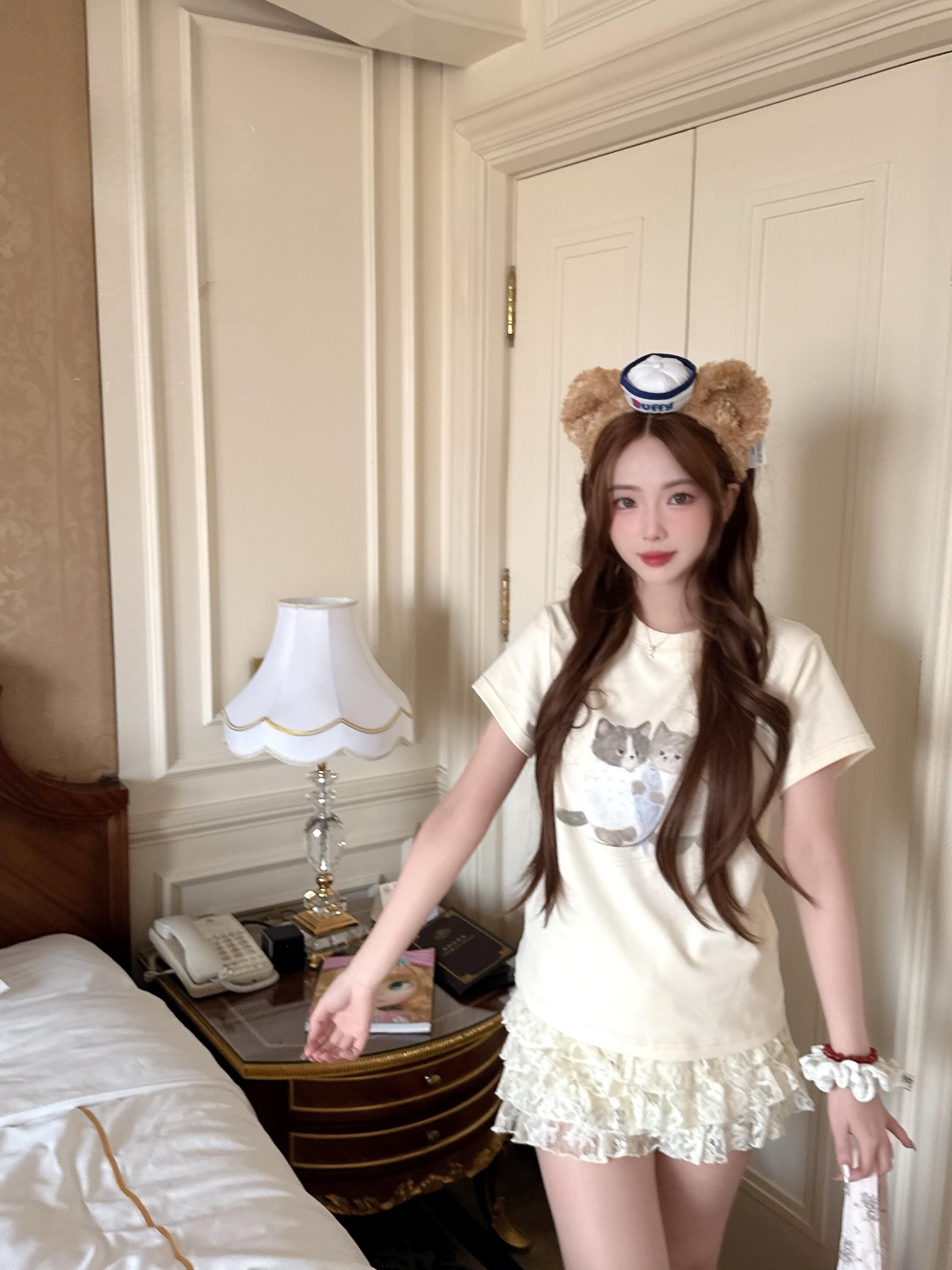 210 그램 40 빗질하다 92 면 8 암모니아 Lun 이후 패키지 칼라 몸매 가꾸기 슬림해 보이는 긍정적 인 어깨 반팔 티셔츠 여성 여름 살구 색상