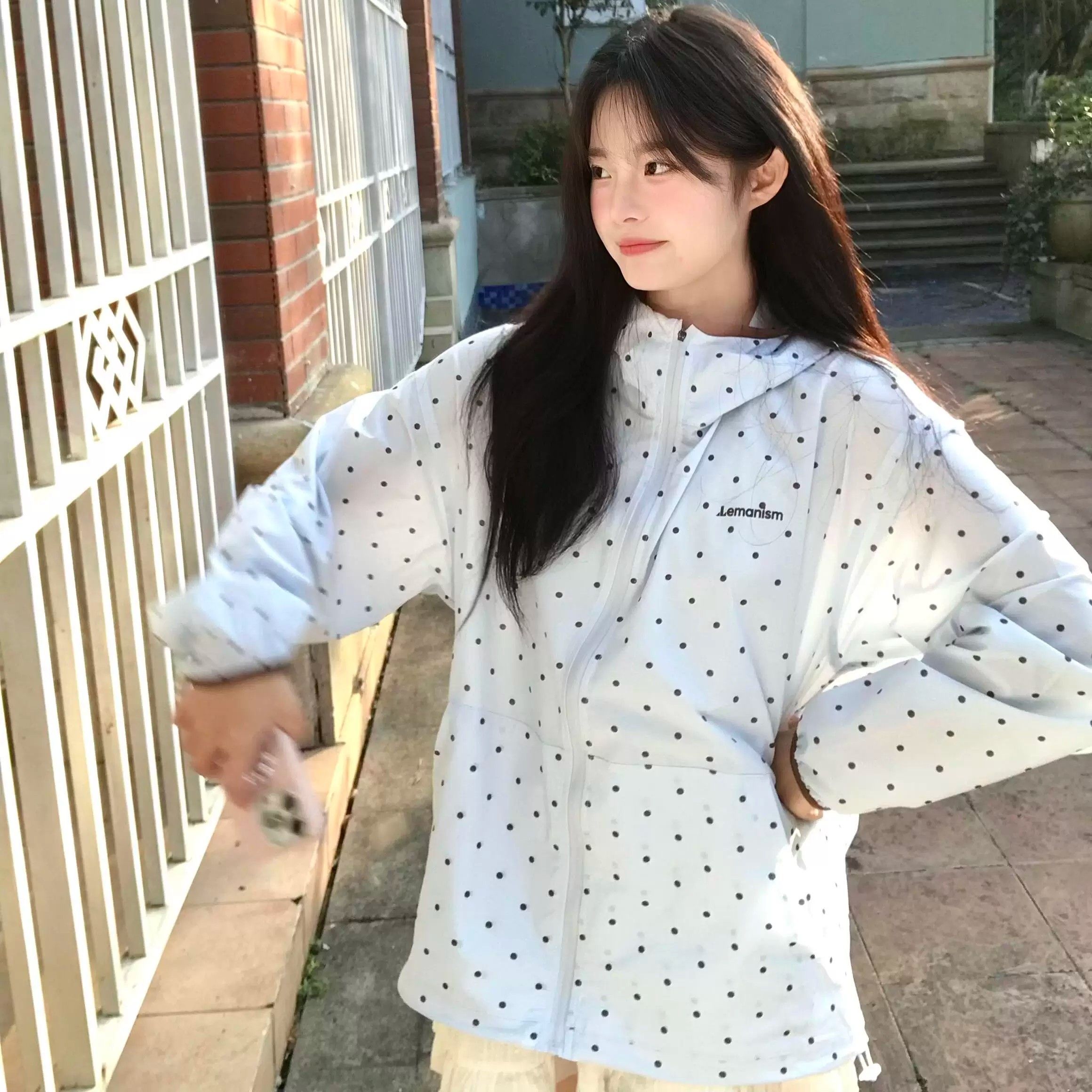 원본 솜씨 원본 천 좋은 품질 여름 새로운 도트 무늬 자외선 차단 의류