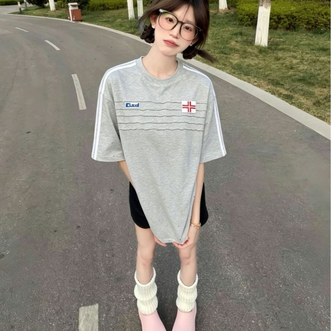 원본 솜씨 순면 220 그램 빗질하다 닫기 반팔 티셔츠 여성